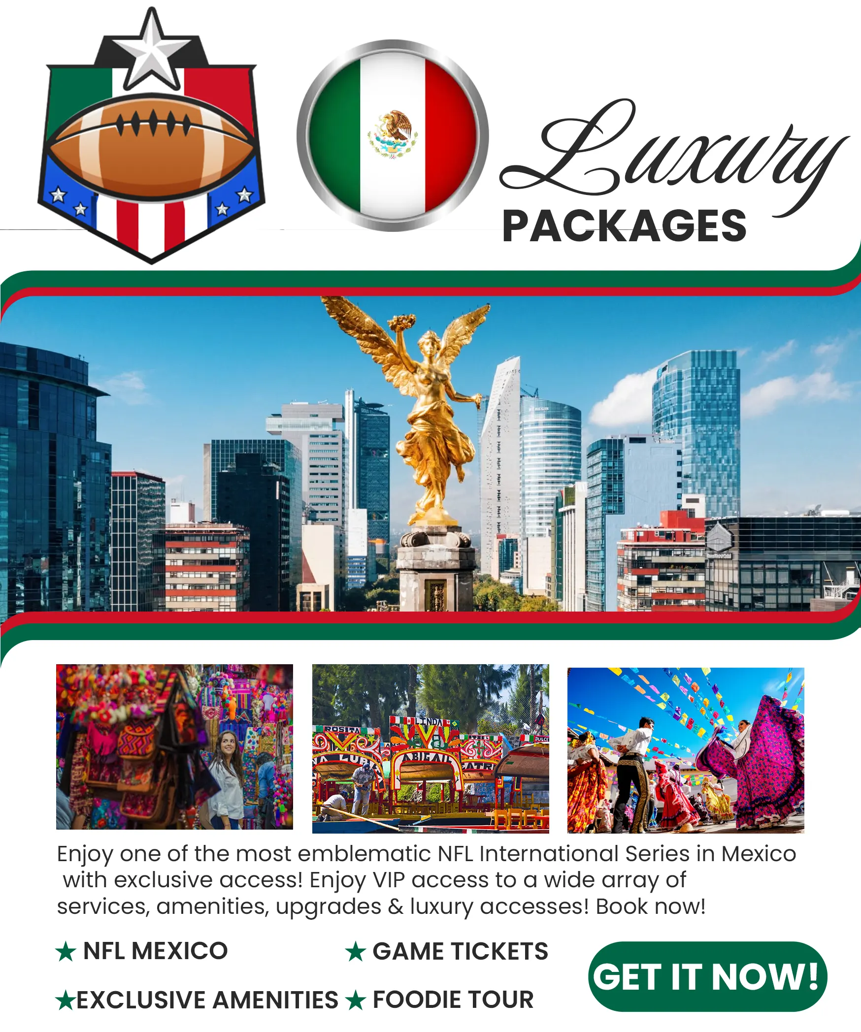 Explore Mexico with city tours and NFL International Series 2026 package - BOOK NOW